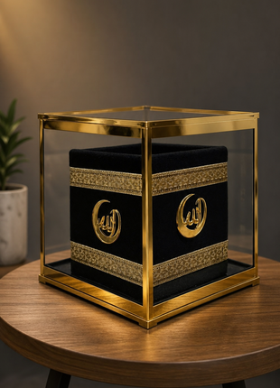 تندیس دکوراتیو خانه کعبه سرمیزی (با قاب طلایی)