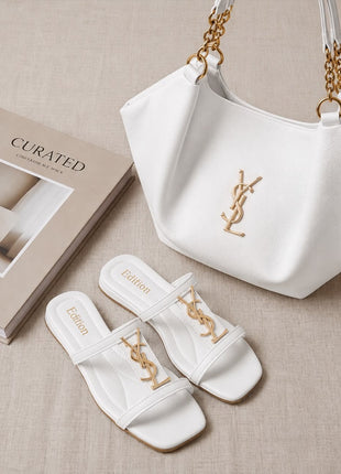 ست کیف و صندل (چپلی) زنانه طرح YSL